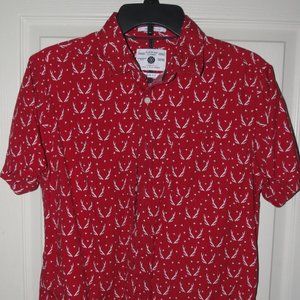 Red Antlered-Pattern Button Up Medium